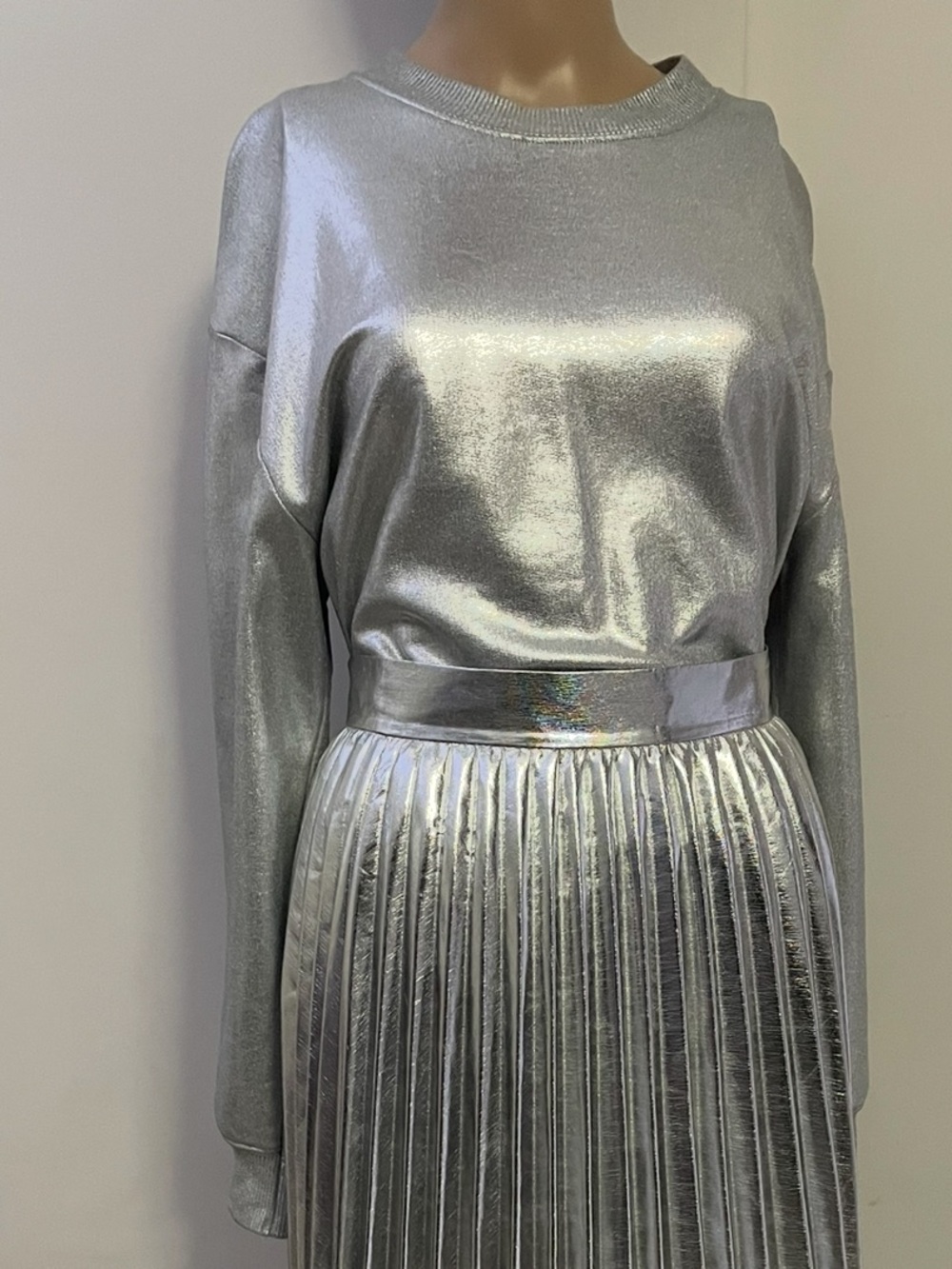 Unisex Metallic Silver Sweater